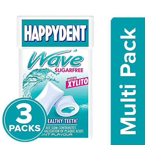 Buy Happydent Wave Xylitol Sugarfree Mint Flavour Bubble Gum Fliptop (Pack Of 3) Online at