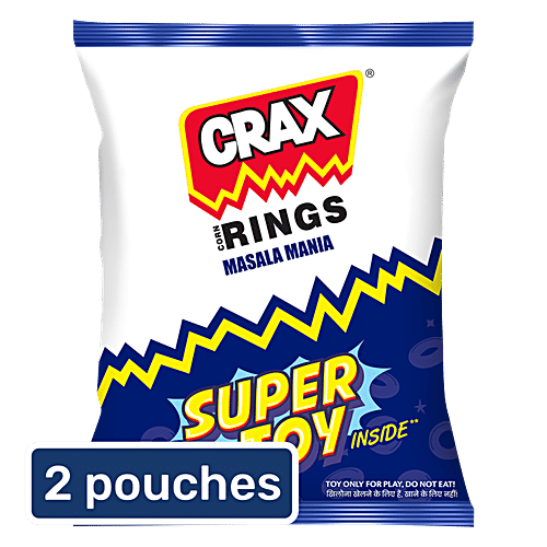 Crax Corn Rings - Masala Mania, 2x53 g (Multipack) With Super Toy Inside