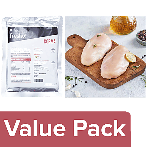 fresho! Korma Gravy Mix, 200 g + Chicken Breast - Boneless, 2- 4 pcs, 450g, Combo 2 Items