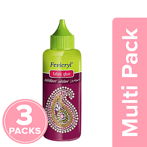 Buy Fevicryl Fabric Glue No Stitch, For Sticking Beads, Laces, Ribbons & Foils, 12x10 Online