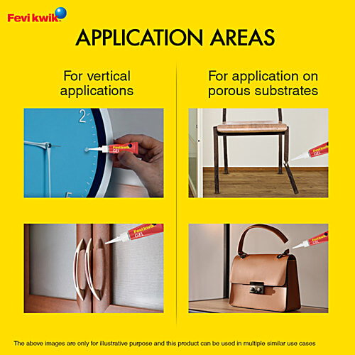Fevikwik Gel - Non-Drip Formula, No Mess, 3 x 3 g Multipack 30 Seconds Extra Repair Time, Wood, Leather, Cardboard