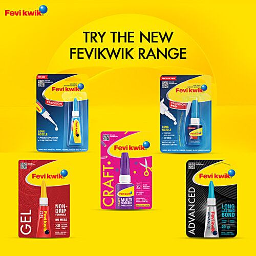 Fevikwik Gel - Non-Drip Formula, No Mess, 3 x 3 g Multipack 30 Seconds Extra Repair Time, Wood, Leather, Cardboard