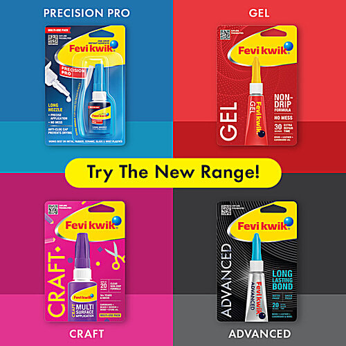 Fevikwik Gel - Non-Drip Formula, No Mess, 3 x 3 g Multipack 30 Seconds Extra Repair Time, Wood, Leather, Cardboard