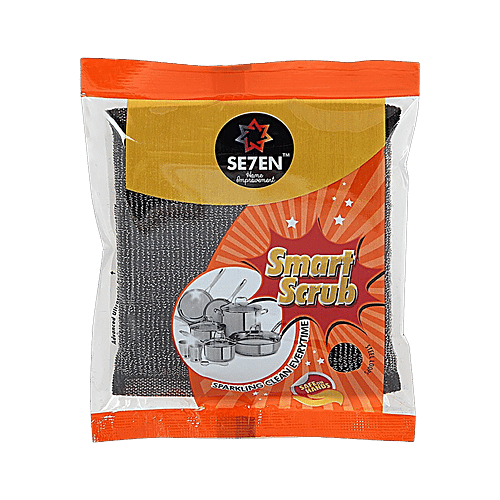 Se7en Smart Scrubber - Removes Tough Stains, For Utensil Cleaning, 3 x 1 pc Multipack