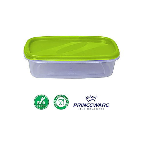 Princeware Store Fresh Rectangular Package Container - Plastic, Durable, Green, 3 x 475 ml Multipack 