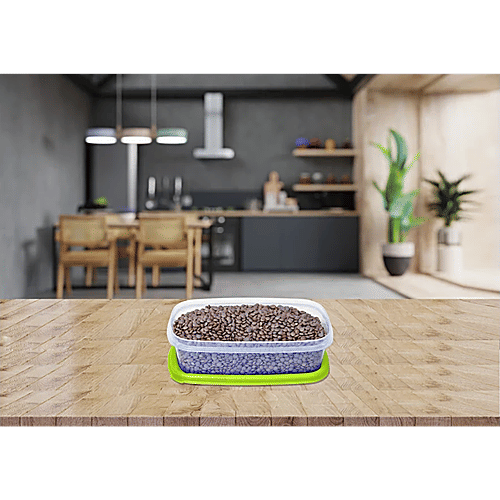 Princeware Store Fresh Rectangular Package Container - Plastic, Durable, Green, 3 x 475 ml Multipack 