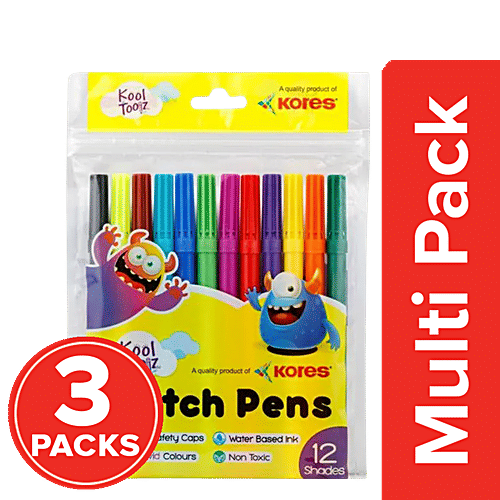 Buy Kores Sketch Pens Regular 12 Shades, NonToxic, Assorted Colours Online at Best Price of