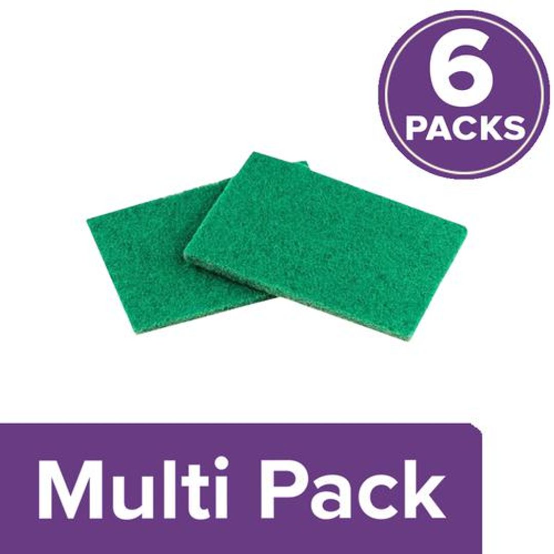 Sparkmate By Crystal Nylon Green Pad/Scrubber - Premium Quality, Durable, Removes Tough Stains, 6 x 1 pc Multipack