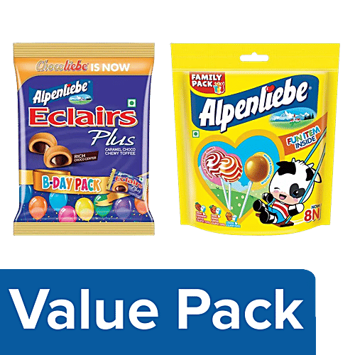 Buy ALPENLIEBE Eclairs Plus Caramel Choco Chewy Toffee + Pop Assorted