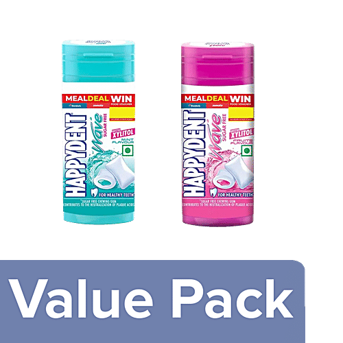 Buy Happydent Wave Xylitol Mint Flavour Bubble Gum + Xylitol Fruits
