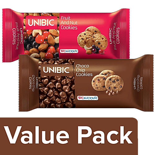 Buy UNIBIC Cookies Fruit & Nut + Cookies Choco Chip Online at Best