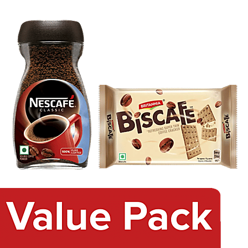 Buy bb Combo Britannia BisCafe Super Thin Coffee Crackers + Nescafe