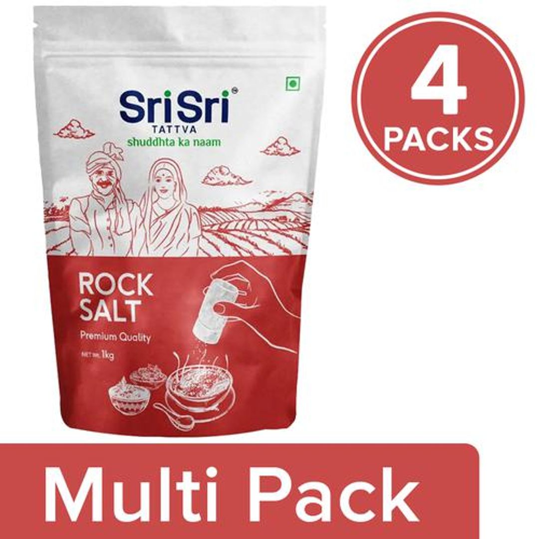 Sri Sri Tattva Rock Salt/Sendha Namak - For A Healthy Life, 4x1 kg (Multipack)