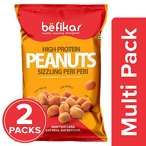 Befikar High Protein Peanuts - Sizzling Peri Peri, 2 x 140 g (Multipack) 