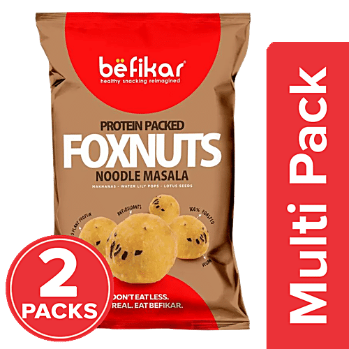 Befikar Protein Packed Foxnuts - Noodle Masala, 2 x 60 g (Multipack) 