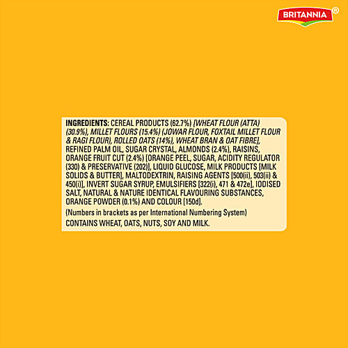 Britannia Nutri Choice Oats Orange & Almond Biscuits, 4 x 75 g Multipack 