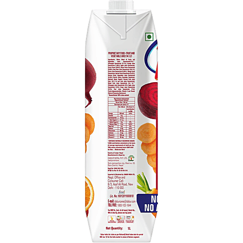 Real Activ Beetroot & Carrot Juice - Helps Gut Health, No Added Sugars & Preservative, 2 x 1 L Multipack 