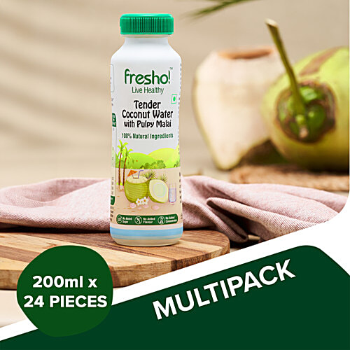 fresho! Tender Coconut Water - With Pulpy Malai, 24x200 ml Multipack 