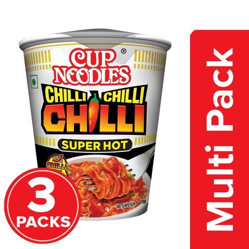 Nissin Chilli Chilli Chilli Super Hot Instant Cup Noodles, 70 g (Pack of 3) 