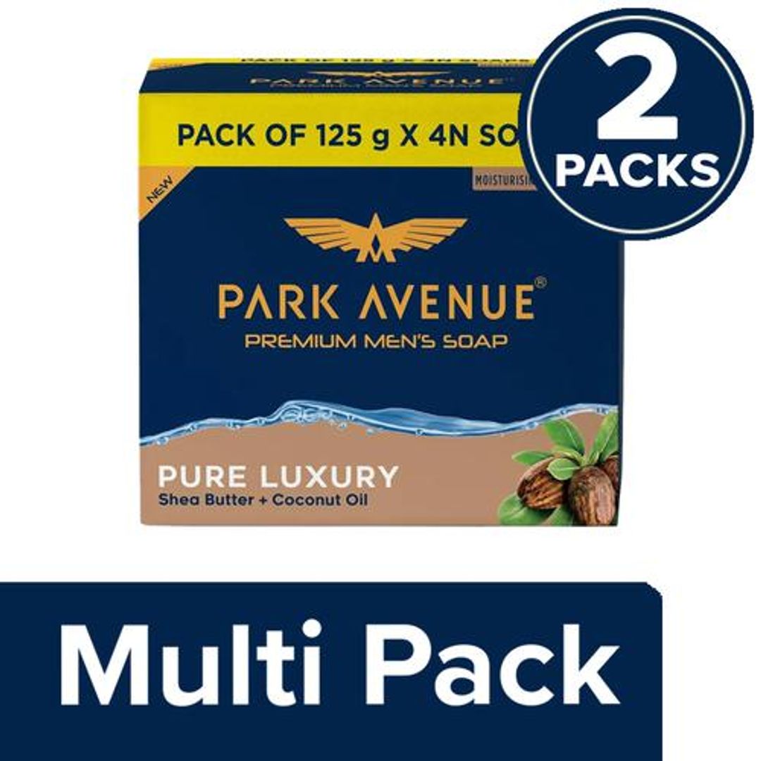 Park Avenue Premium Men's Soap - Pure Luxury, Shea Butter & Coconut Oil, 2(4x125g) (Multipack)