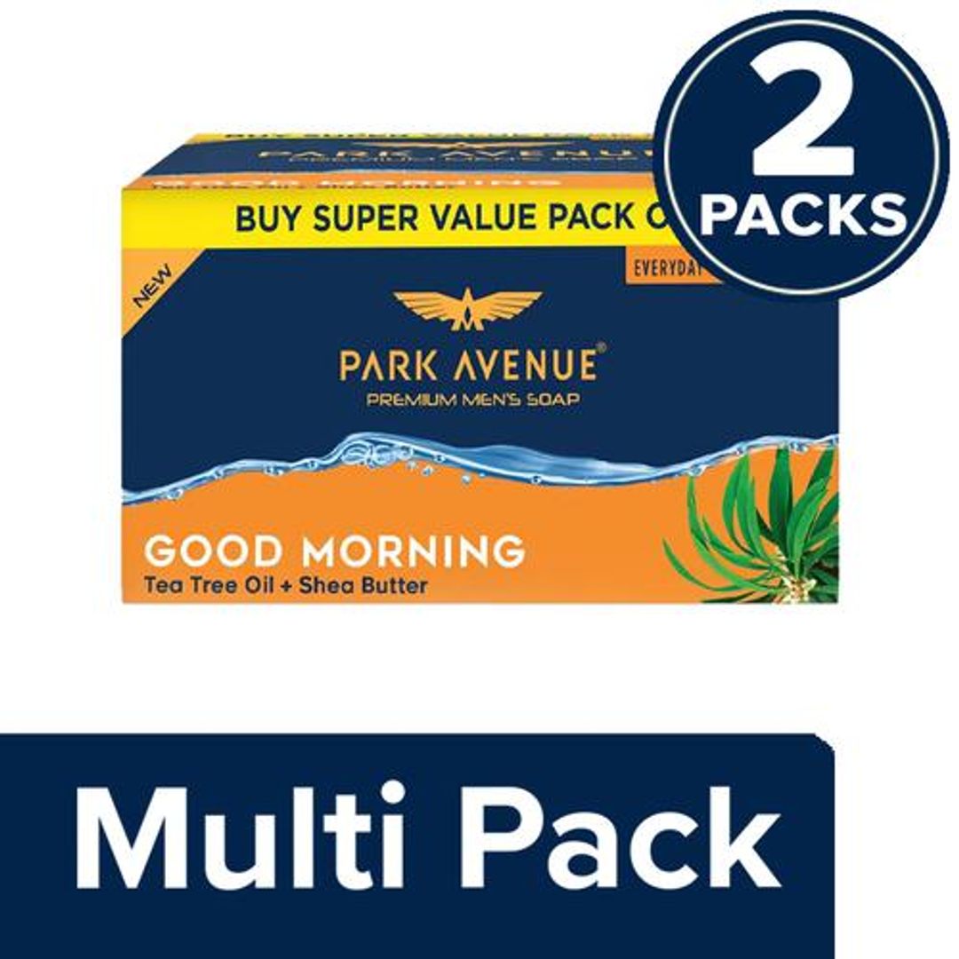 Park Avenue Premium Men's Soap - Good Morning, With Tea Tree Oil & Shea Butter, 2(4x125g) (Multipack)