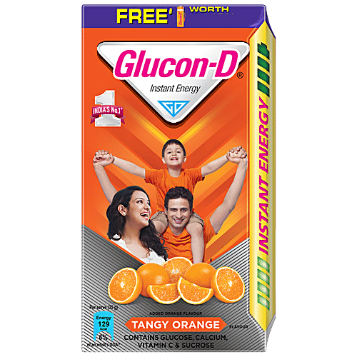 Glucon-D Instant Energy Nutrition Drink - Tangy Orange, 2 x 1 kg (Get Free Sipper) (Multipack) 
