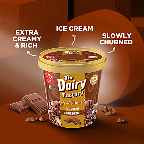 Kwality Wall's The Dairy Factory Chocochip Ice Cream, 2 x 700 ml (Multipack)