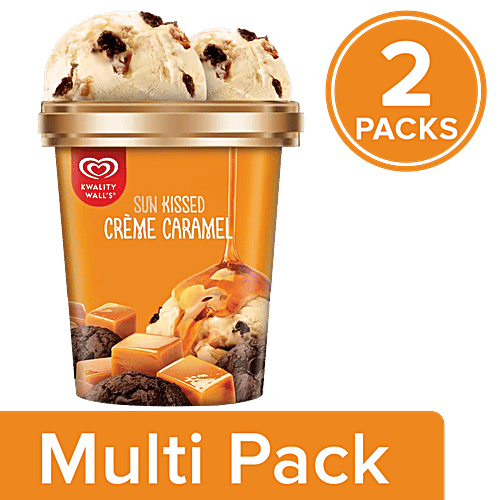 Kwality Wall's Frozen Dessert - Creme Caramel, 2 x 700 ml Multipack 