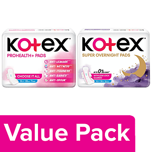 Buy Kotex ProHealth+ Sanitary Pads XL+ 7 pcs & Super Overnight