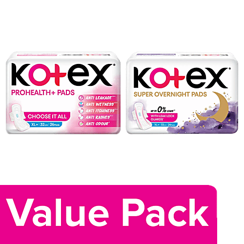 Buy Kotex Super Overnight Sanitary Pads XL+ 26 pcs & ProHealth+