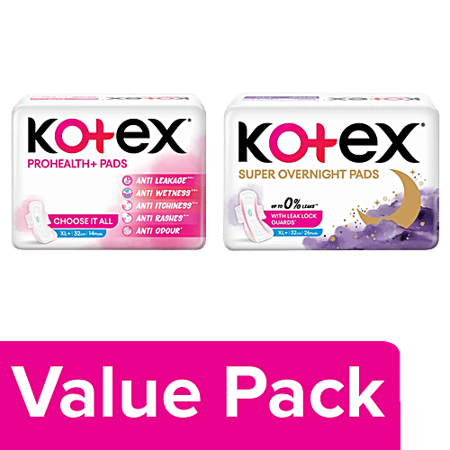 Buy Kotex Super Overnight Sanitary Pads XL+ 26 pcs & ProHealth+