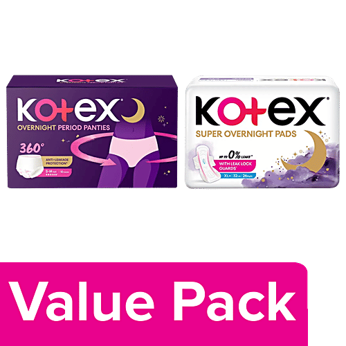 Buy Kotex Overnight Period Panties S/M 10 pcs & Super Overnight Sanitary Pads XL+ 26 pcs