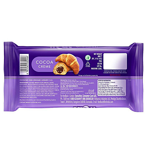 Britannia Treat Croissant - Orange 45 g + Treat Croissant - Cocoa Creme Filling 45 g, Combo 2 Items