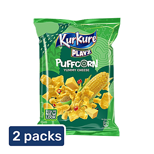 Kurkure Playz Puffcorn - Yummy Cheese, Namkeen, 2 x 80 g Multipack 