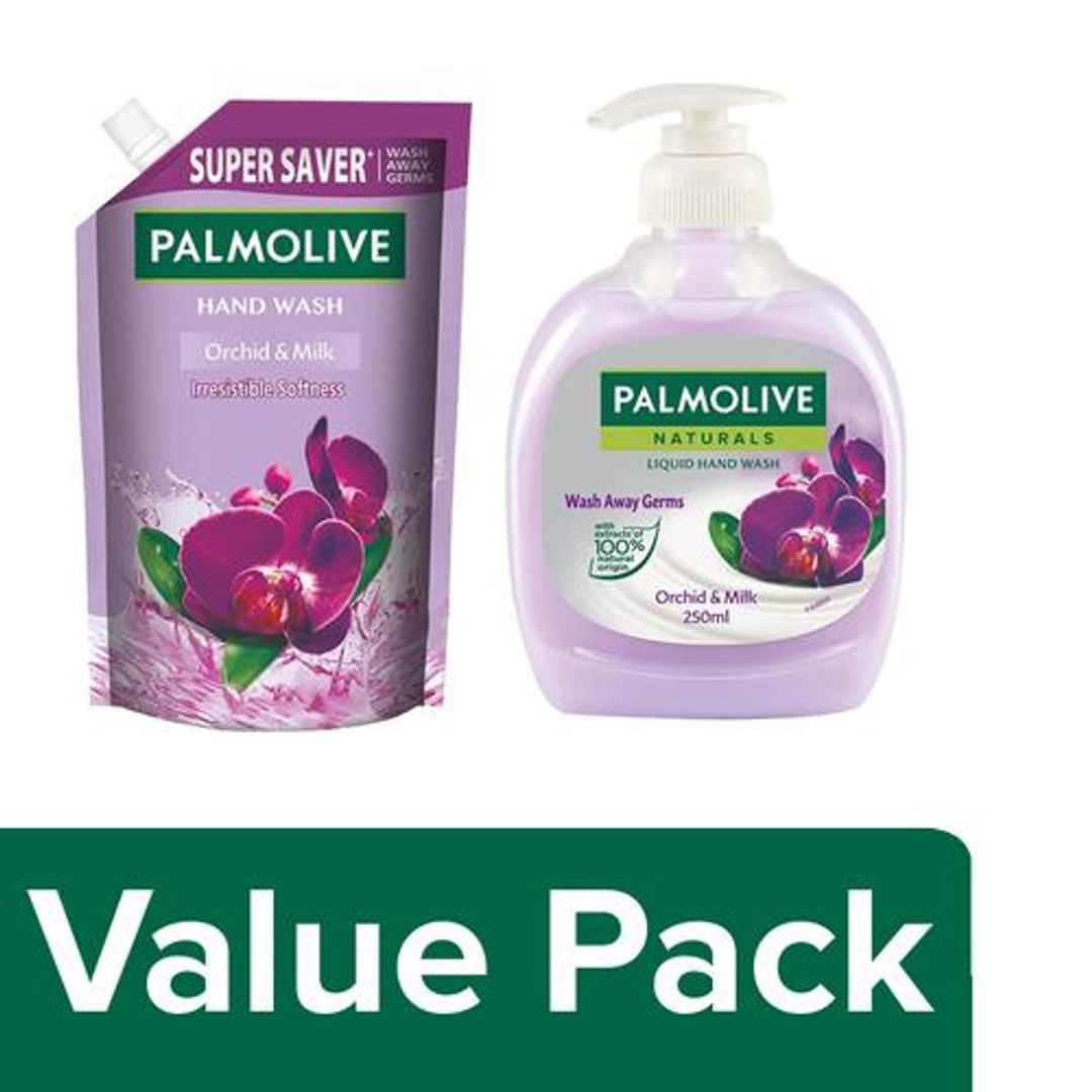 Palmolive Hand Wash - Orchid & Milk + Naturals Liquid Hand Wash - Orchid & Milk, Combo 2 Items