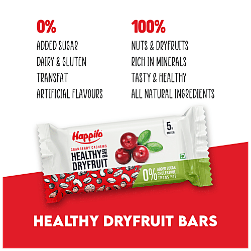 Happilo Cranberry Cashew Healthy Dry Fruit Bar - Rich In Protein, Gluten Free, 3x35 g Multipack 
