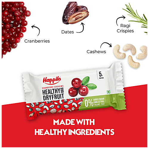 Happilo Cranberry Cashew Healthy Dry Fruit Bar - Rich In Protein, Gluten Free, 3x35 g Multipack 