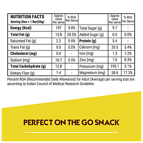 Happilo Premium Walnut Healthy Dry Fruit Bar - Rich In Protein, Gluten Free, 3x35 g Multipack 