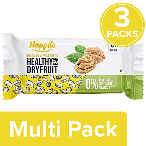 Happilo Premium Walnut Healthy Dry Fruit Bar - Rich In Protein, Gluten Free, 3x35 g Multipack 
