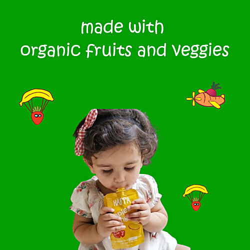 Happa Organic Fruits + Grains + Veggies Puree Baby Food, 100 g Each, Combo (4 Items)