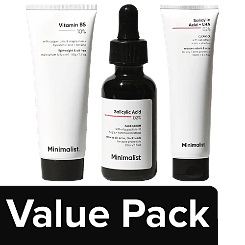 Buy Minimalist Salicylic Acid+LHA 2 Cleanser+Salicylic Acid 2 Serum+VitaminB5 10 moisturizer