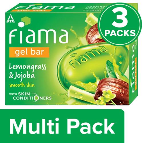 Fiama Lemongrass & Jojoba Gel Bar - Makes Skin Smooth, With Skin Conditioner, 3x125 g Multipack 