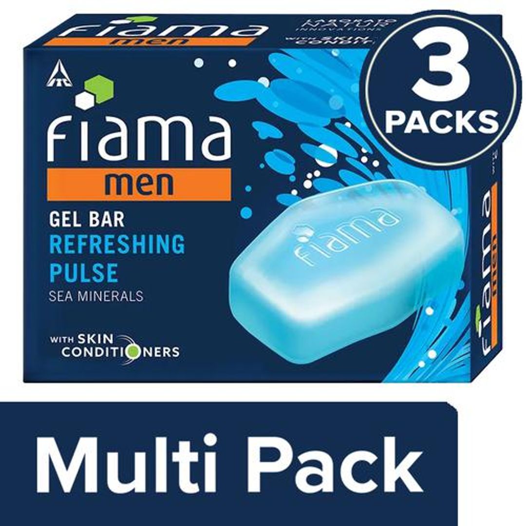 Fiama Gel Bathing Bar - Men, Refreshing Pulse, 3x125 g (Multipack)