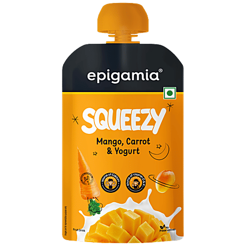 Epigamia  Squeezy Fruit Drink -Mango, Carrot &Yogurt 85g + Blueberry, Beetroot &Yogurt 85g, Combo 2 Items 