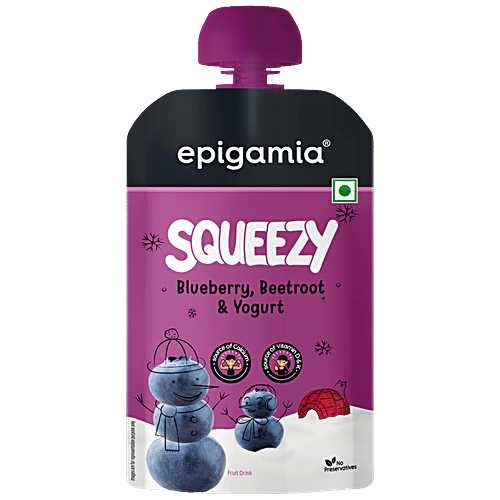 Epigamia  Squeezy Fruit Drink -Mango, Carrot &Yogurt 85g + Blueberry, Beetroot &Yogurt 85g, Combo 2 Items 