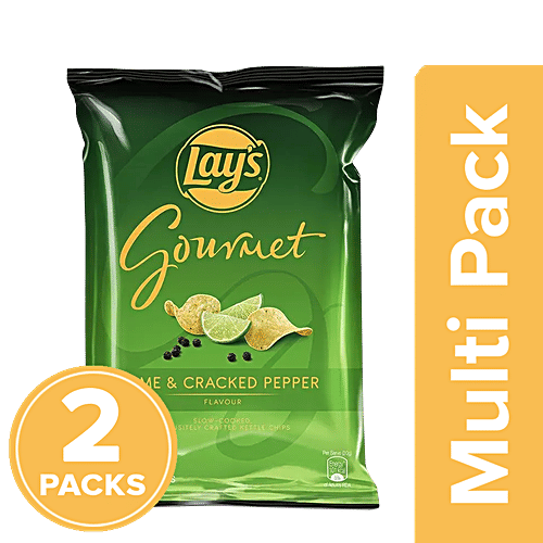 Lay's Gourmet Potato Chips - Lime & Cracked Pepper, 2 x 80 g Multipack