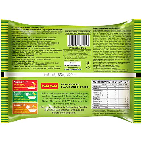 Wai Wai Ready To Eat Veg Masala Flavoured Instant Noodles, 3x65 g (Multipack) 