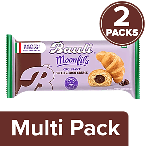 Bauli Moonfils - Choco Cream, Vegetarian, Centre Filled Puff Rolls, Italian Recipe, 2 x 50 g Multipack 