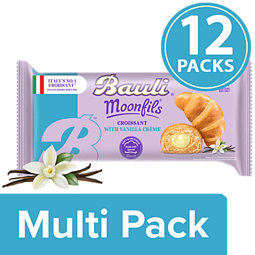 Bauli Moonfils - Vanilla, Centre Filled Puff Rolls, Italian Recipe, Soft & Delicious, 12x50 g Multipack 