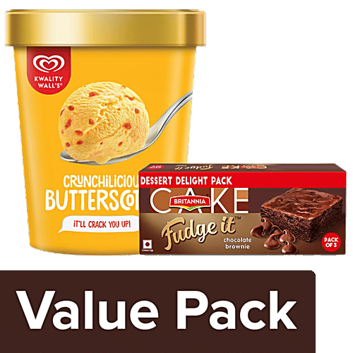Buy bb Combo Kwality Walls Butterscotch Ice Cream 700ml+Britannia Chocolate Brownie Cake 120g